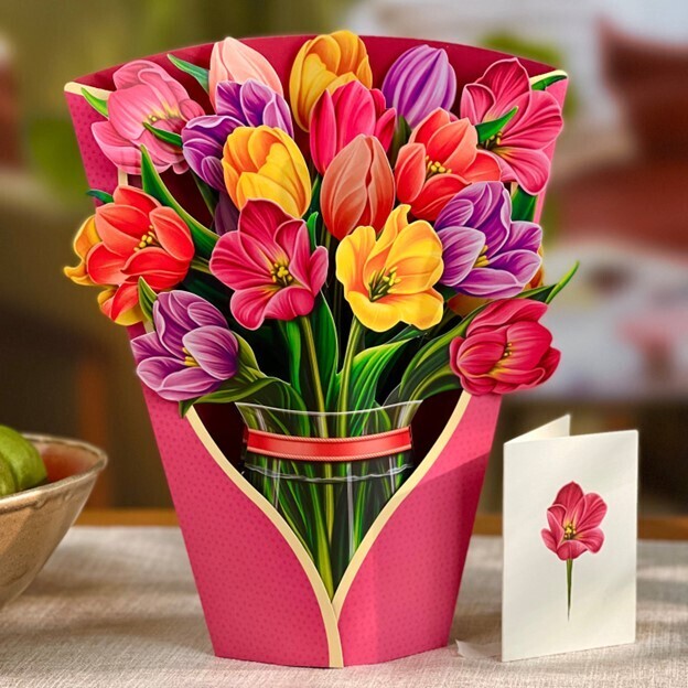 Festive Tulips Pop Up Bouquet Card