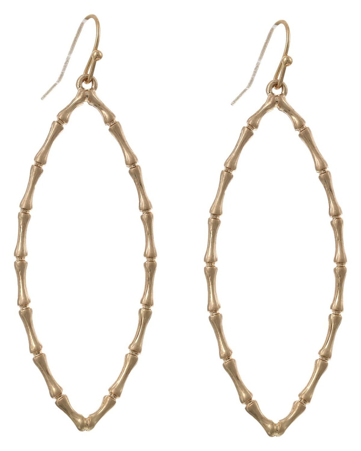 Gold Bamboo Oval Hoop Earrings