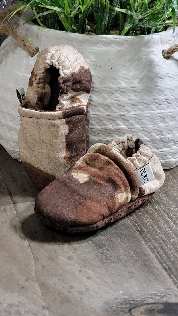 Baby Moccasins Faux Cow Hide