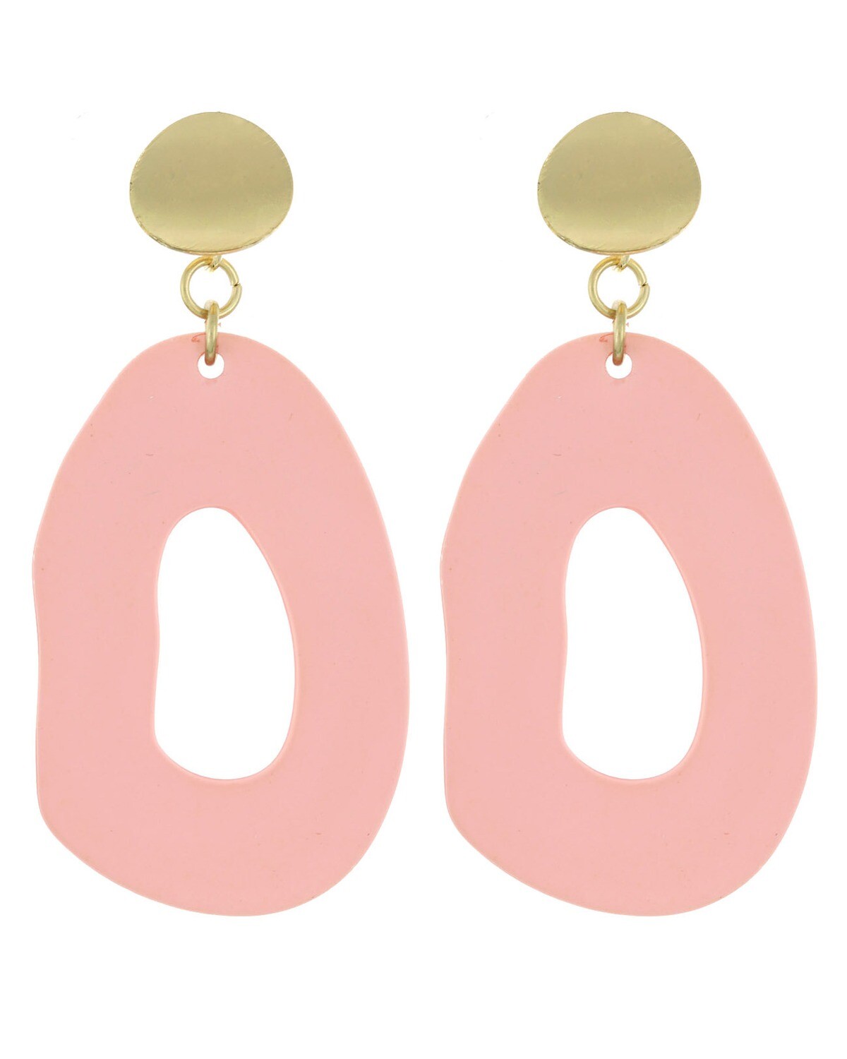 Pink & Gold Acrylic Drop Hoop Earrings