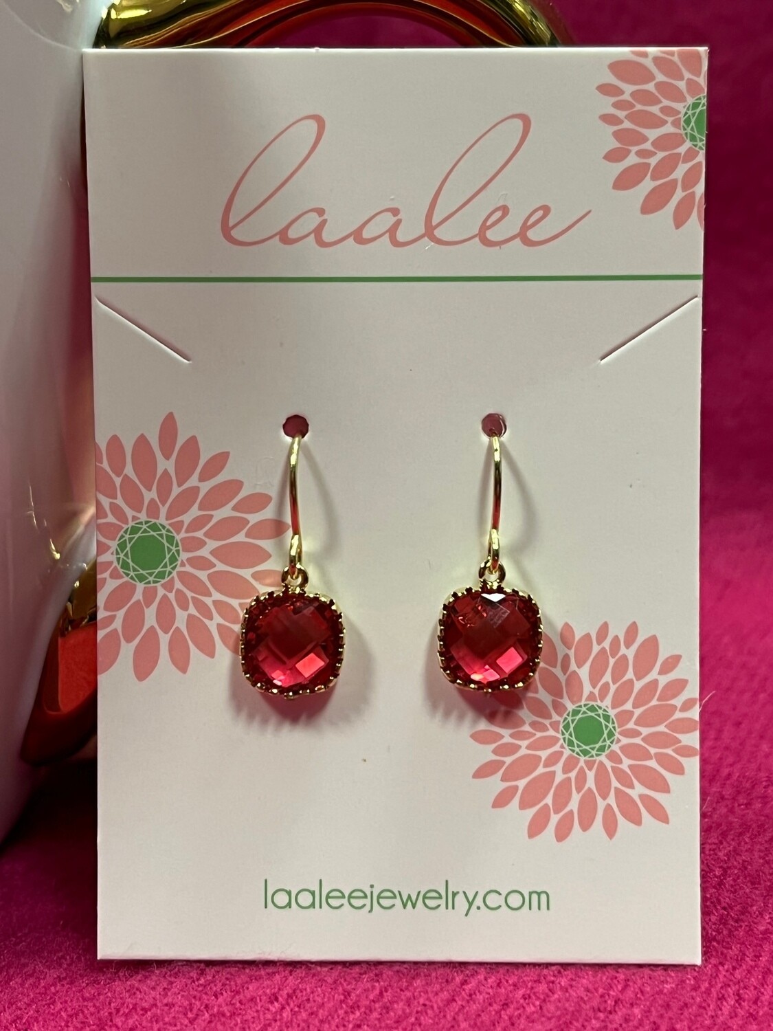 Laalee Dainty Fuchsia Gold Plated Earrings