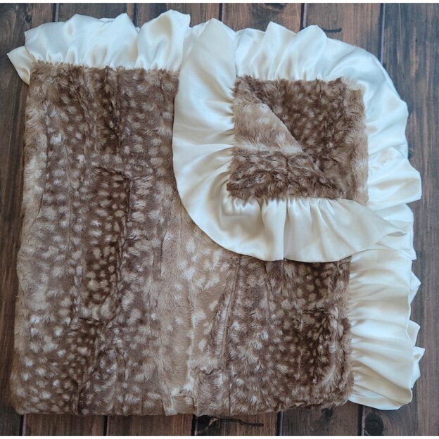 Fawn Print Luxe Lovey with Teething Ring