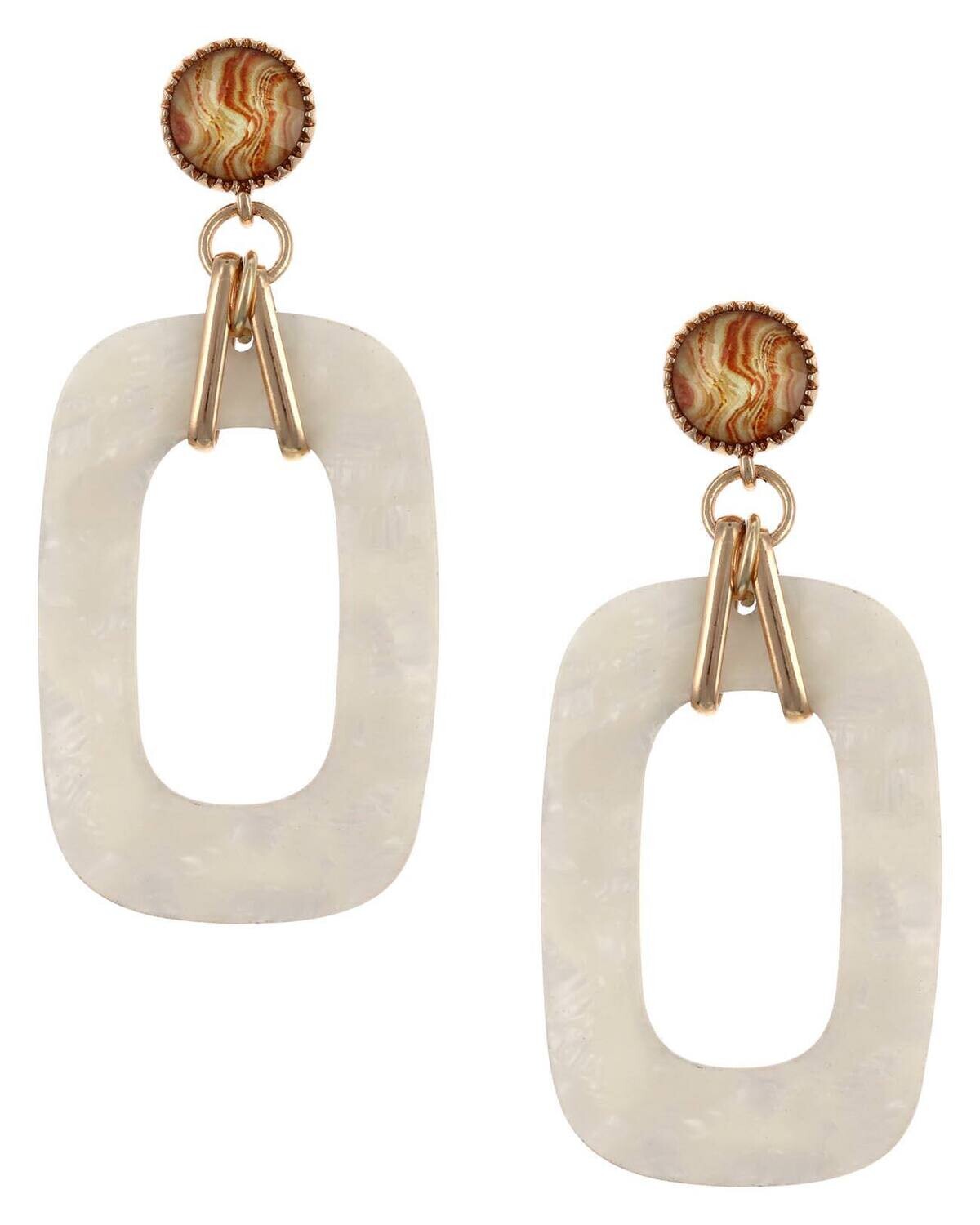 Copper & White Rectangle Hoop Earrings