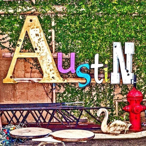 Austin Letters Ceramic Tile Coaster
