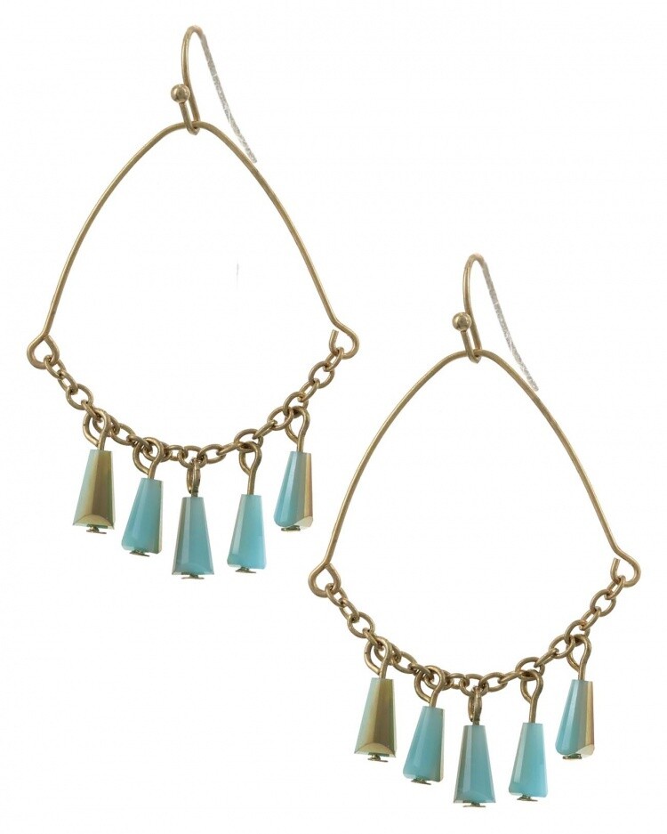 Gold & Mint Glass Dangle Earrings