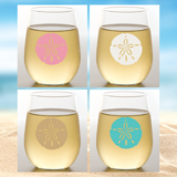 Sand Dollars Beach Themed Shatterproof Wine Glasses