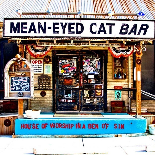 Mean Eyed Cat Bar Ceramic Tile Coaster