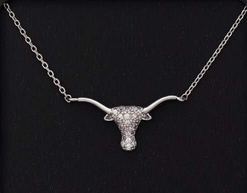 24K White Gold Dipped Longhorn Necklace