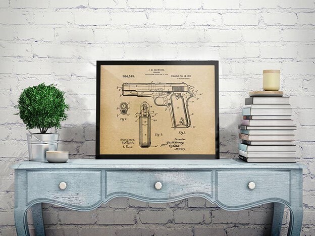 Browning Firearm 1911 Patent Art Print 11x14"