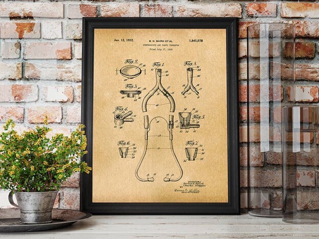 Stethoscope 1932 Patent Art Print 11x14"