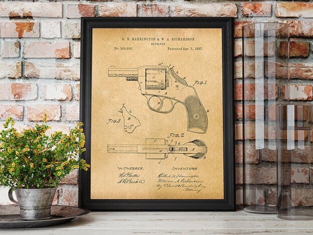 Police Revolver 1887 Patent Art Print 11x14"