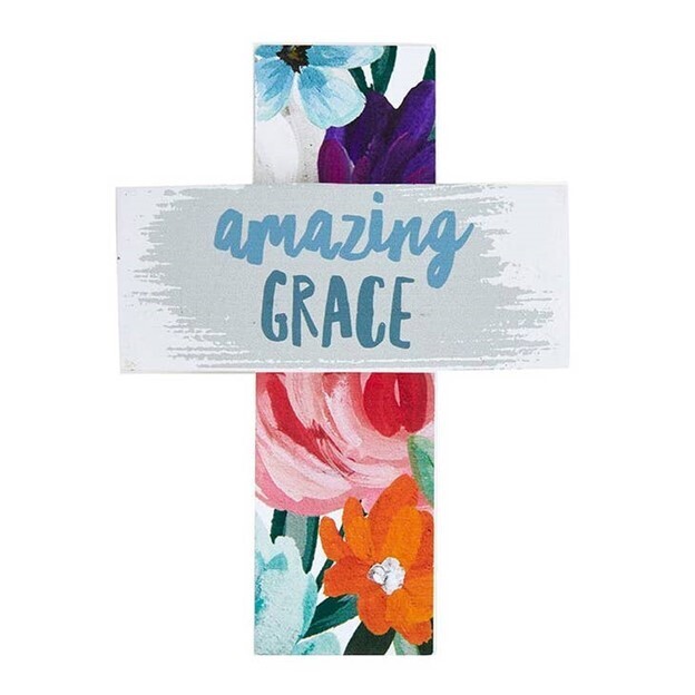 Amazing Grace Floral Cross on Easel