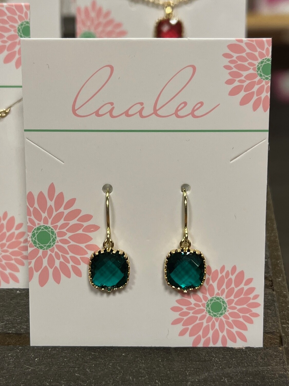 Laalee Dainty Earrings Emerald & Gold