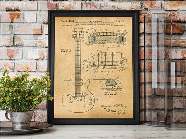 Gibson Guitar 1955 Patent Art Print 11x14"