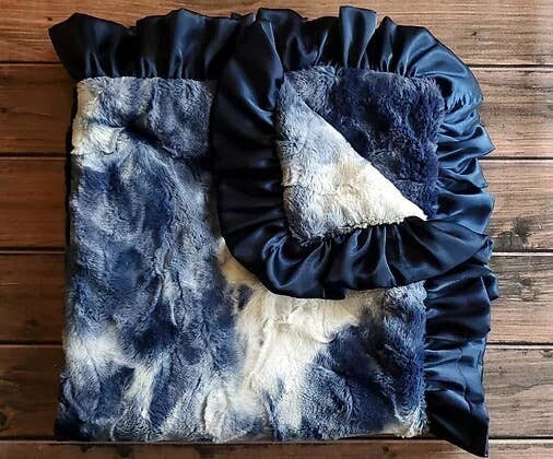 Navy Tie Dye Luxe Travel Lovey with Teething Ring