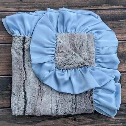 Silver Fox Baby Blue Luxe Crib Blanket
