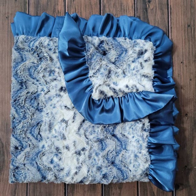 Dusty Blue Luxe Crib Blanket