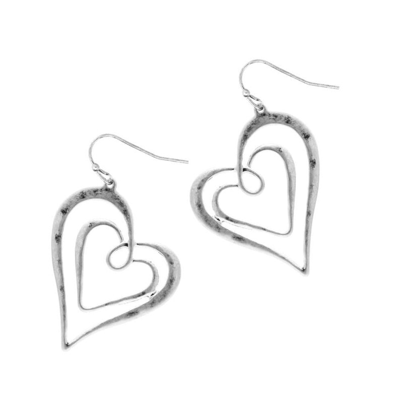 Intertwined Silver Heart Earrings