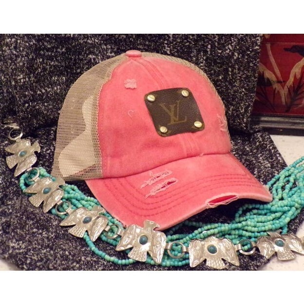 Upcycled Louis Vuitton Baseball Hat Coral
