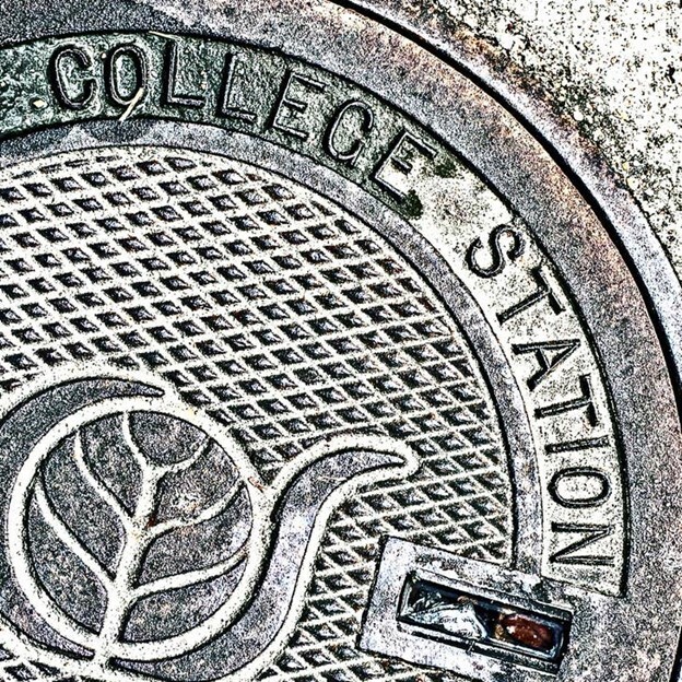 College Station Manhole Cover Ceramic Tile Coaster