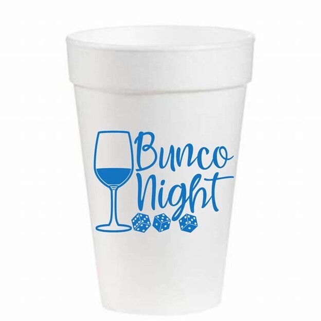 Bunco Night Set of 12 Foam Cups