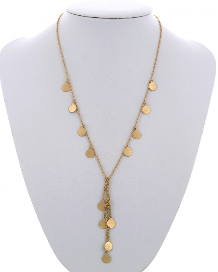 Gold Disc Y Necklace
