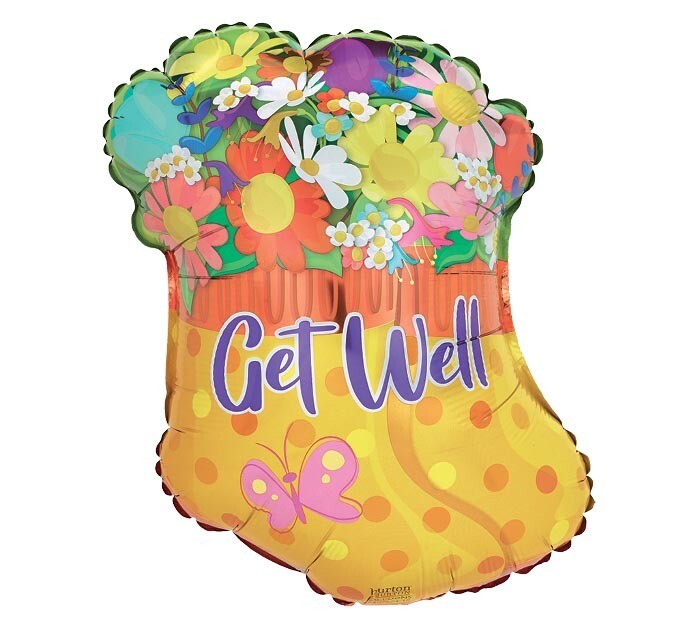 Get Well Rainboots & Flowers Balloon
