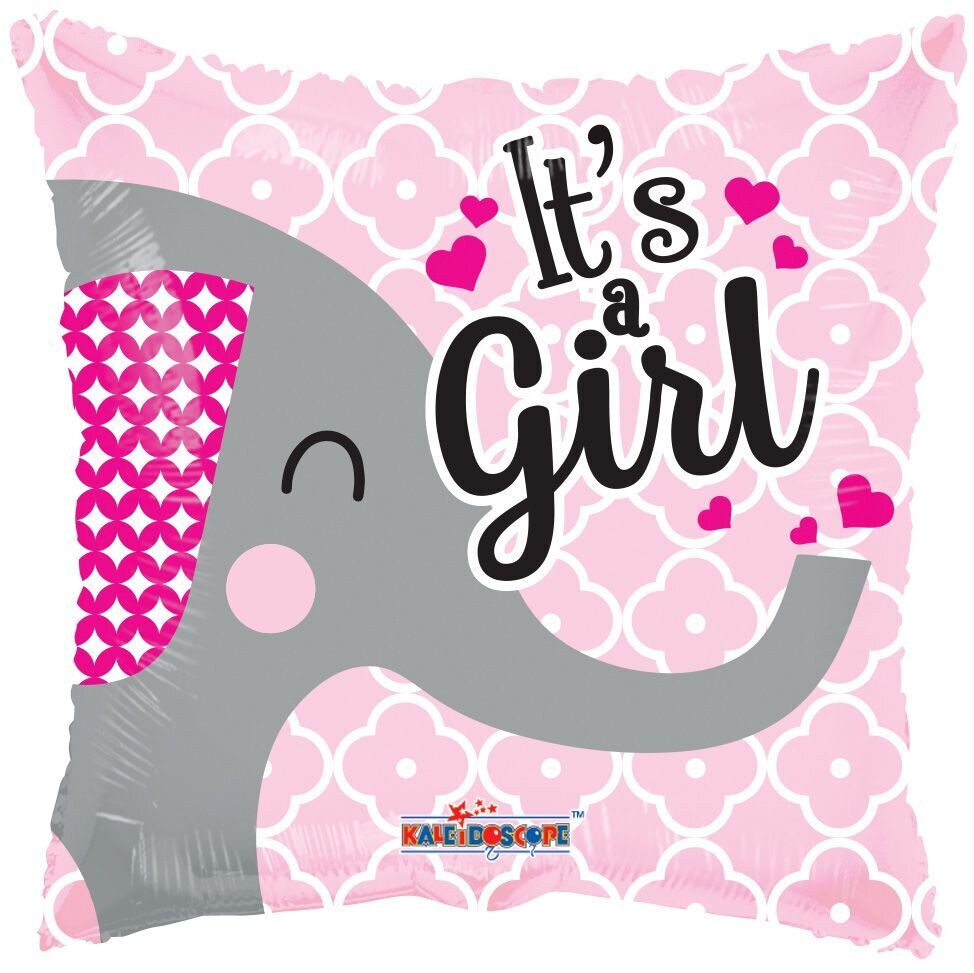 It's A Girl Elephant Square Balloon