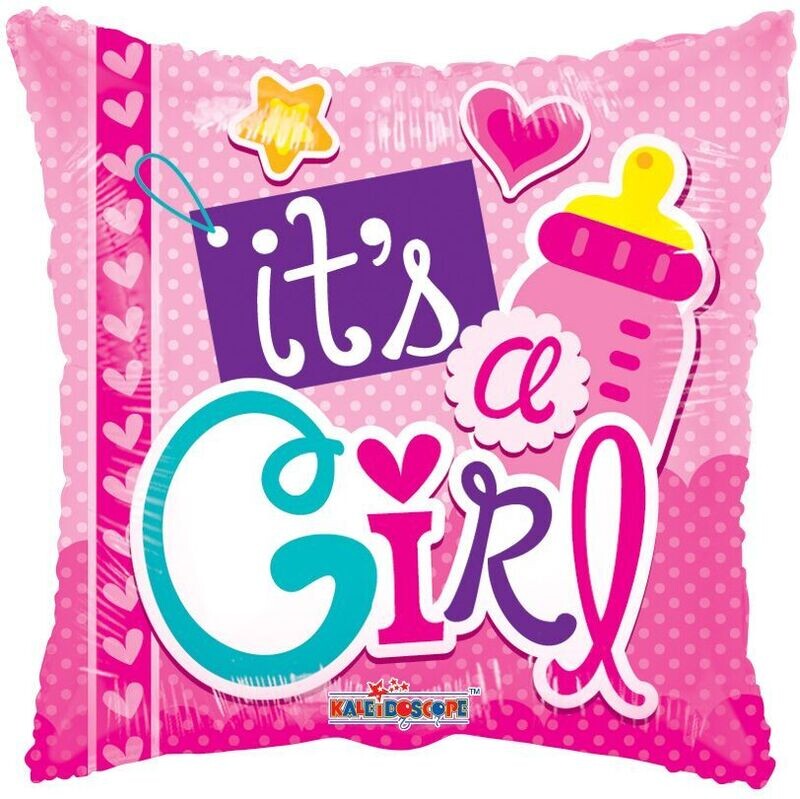 It's A Girl Bottle Square Balloon