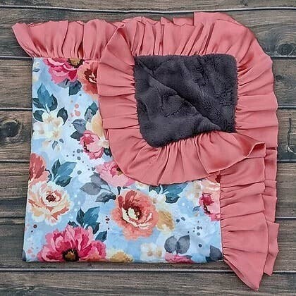 Pink Floral Luxe Standard Crib Blanket
