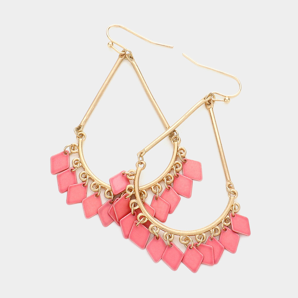 Dusty Pink Rhombus Dangle Earrings