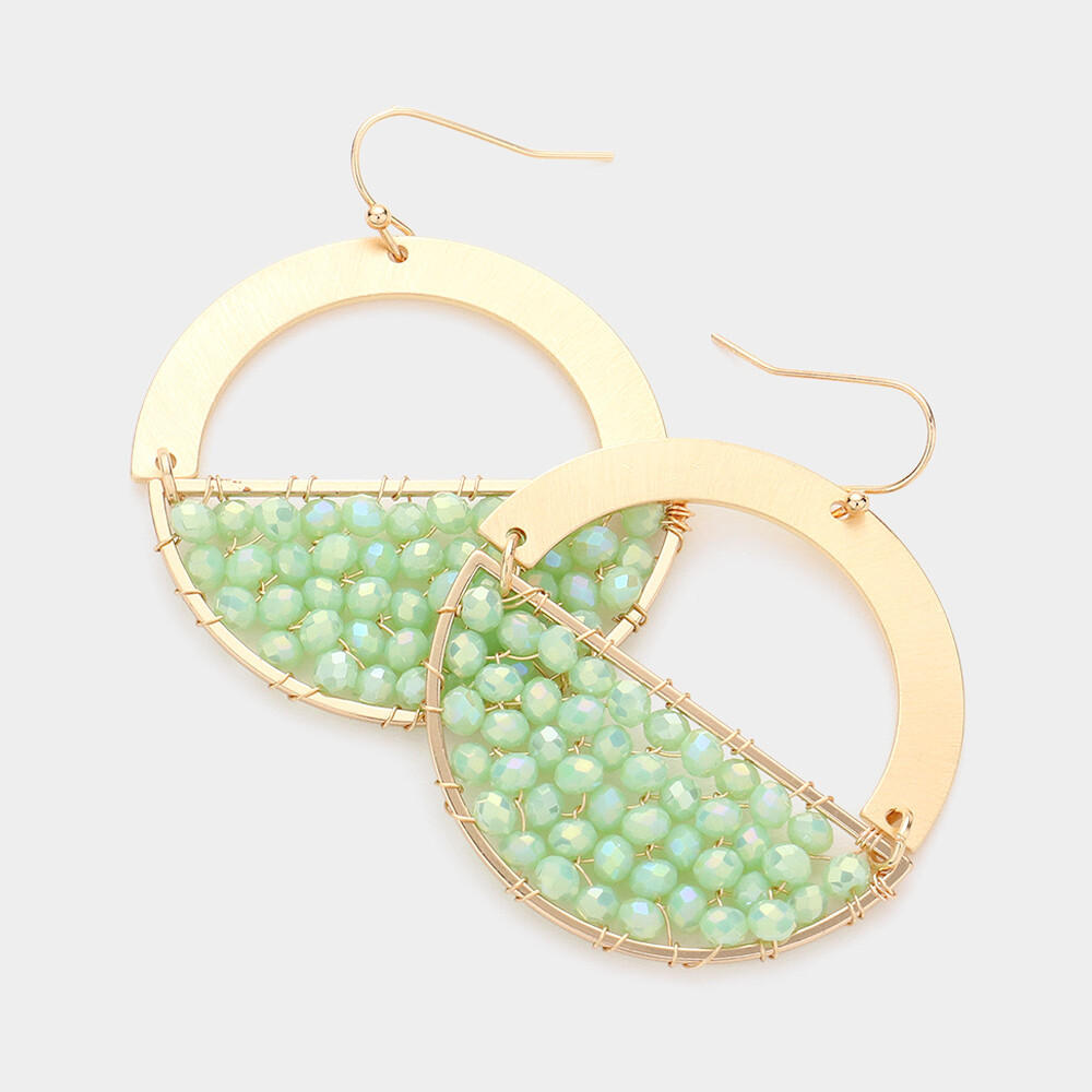 Mint & Gold Seed Bead Round Earrings