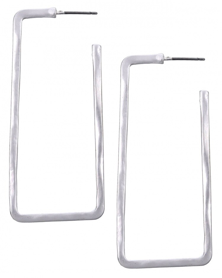 Silver Rectangle Earrings