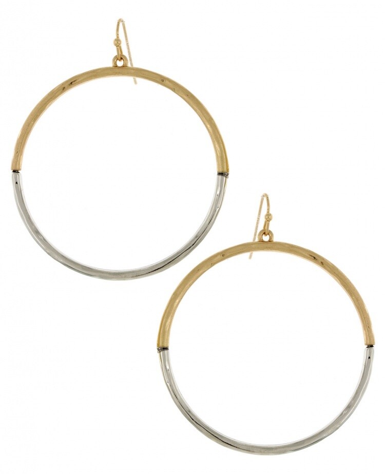 Gold & Silver Bicolor Hoop Earrings