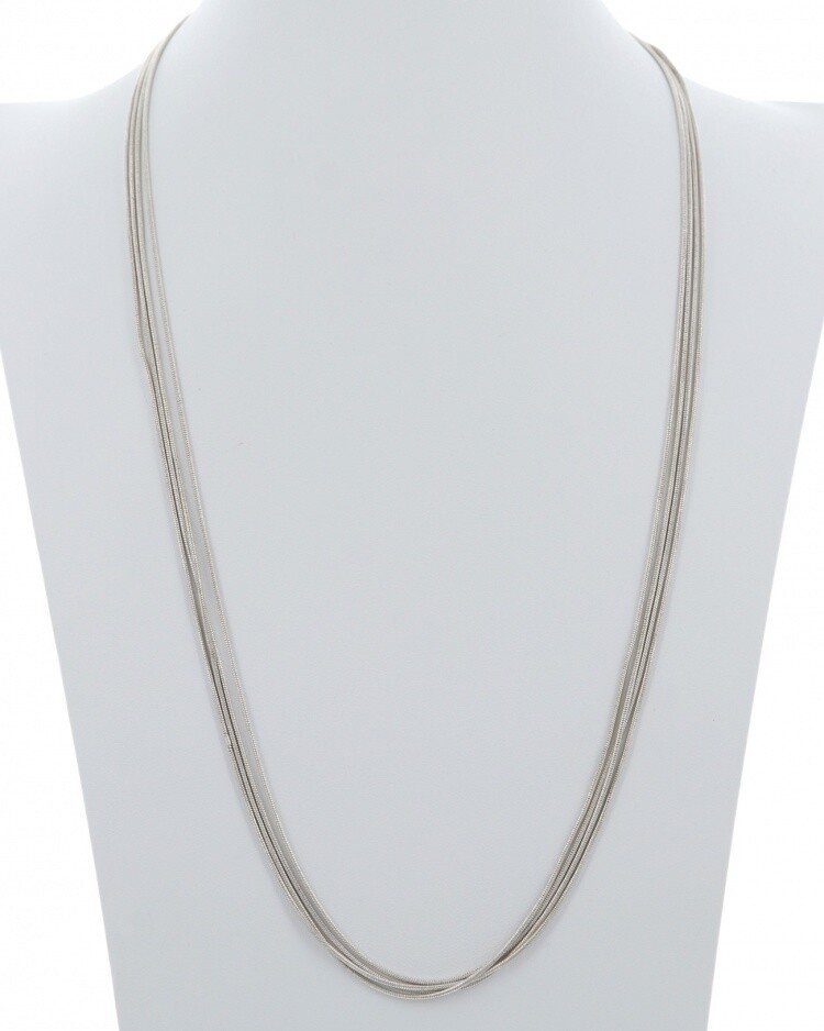 Simple Silver Multi-Chain Layering Necklace