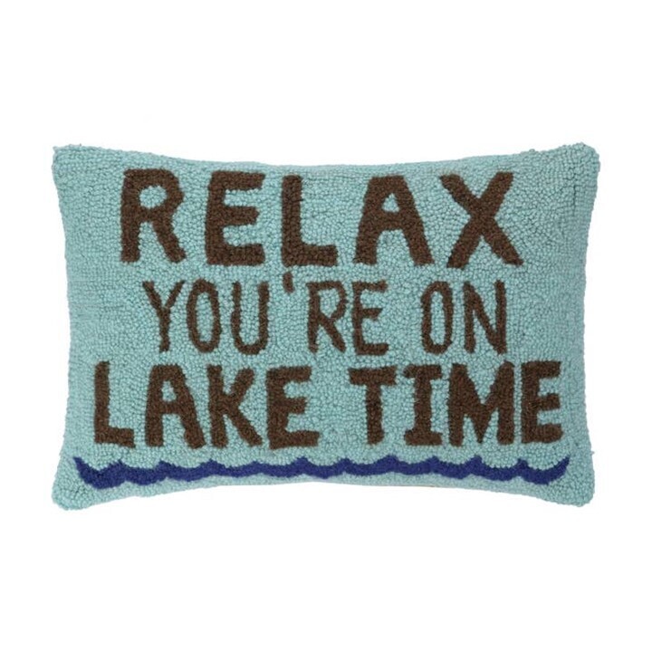 Relax You're on Lake Time Wool Hook Pillow