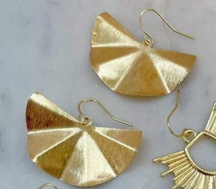 Laalee Wavy Gold Fan Everyday Earrings