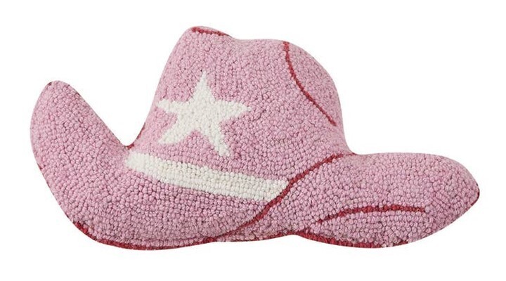 Pink Cowboy Hat Wool Hook Pillow
