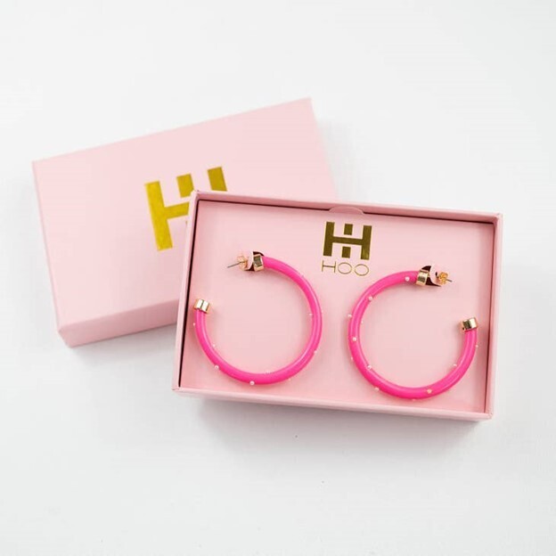 Hoo Hoops Hot Pink With Pearls 2"