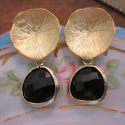 Laalee Black Onyx and Gold Earrings