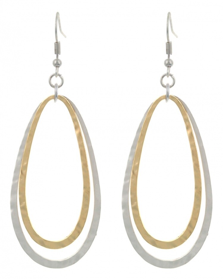 Silver & Gold Double Oval Hoop Earrings