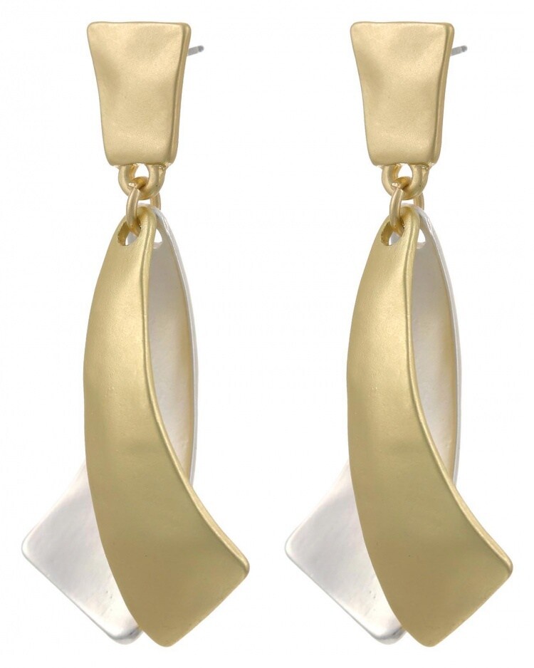 Hammered Gold & Silver Overlap Earrings
