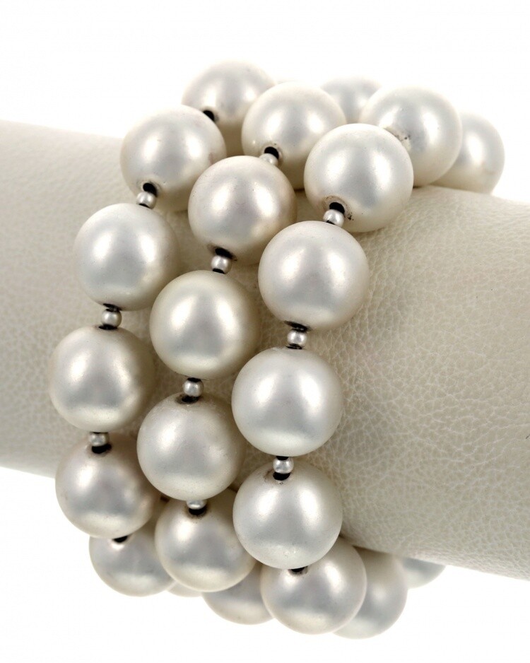 Chunky Beaded Silver Matte Bracelet Set