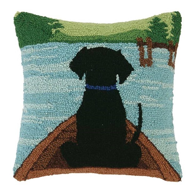 Lake Dog Wool Hook Pillow