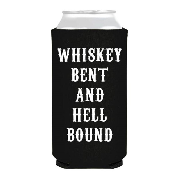 Whiskey Bent And Hell Bound Koozie Slim Can Cooler