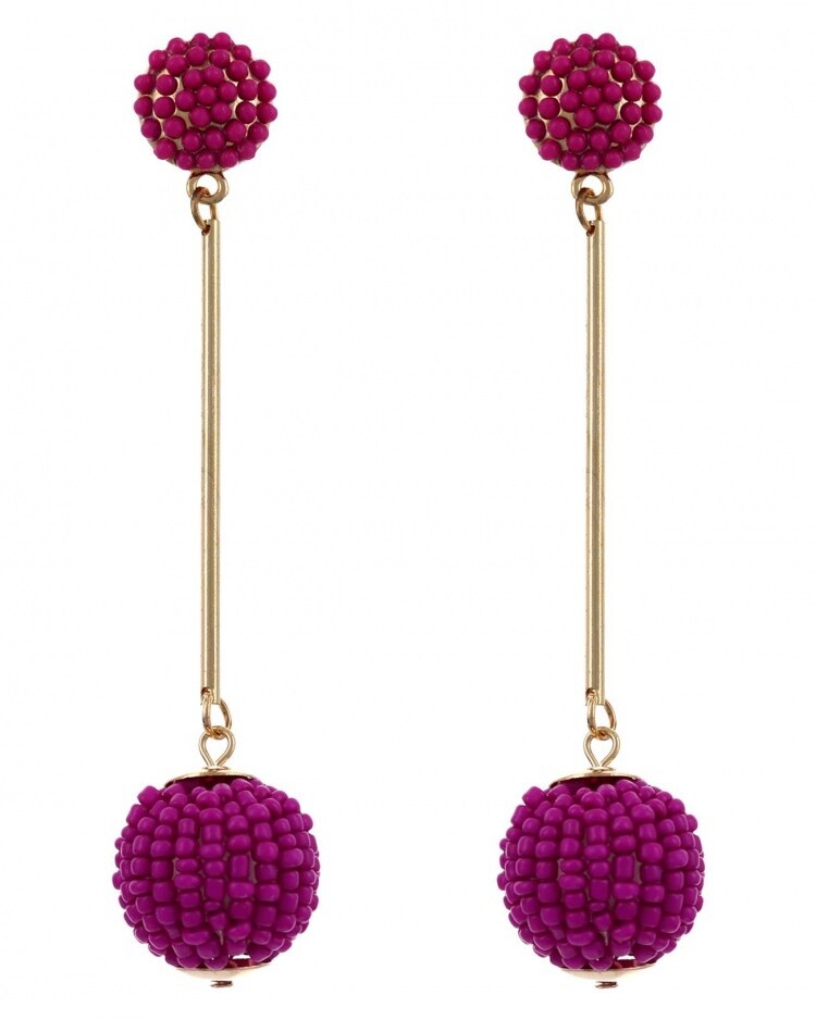 Hot Pink Drop Ball Earrings
