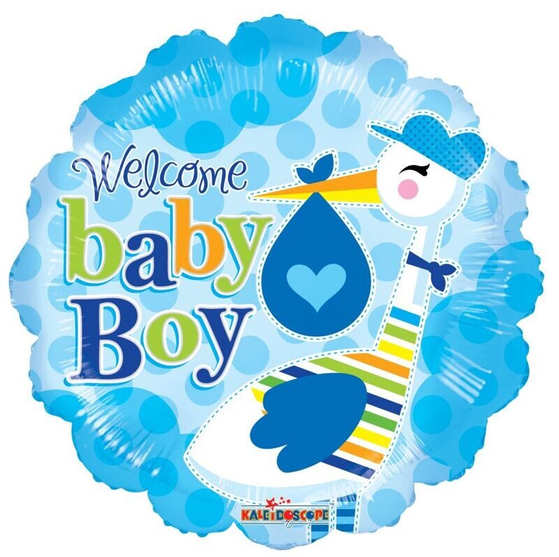 Welcome Baby Boy Stork Balloon