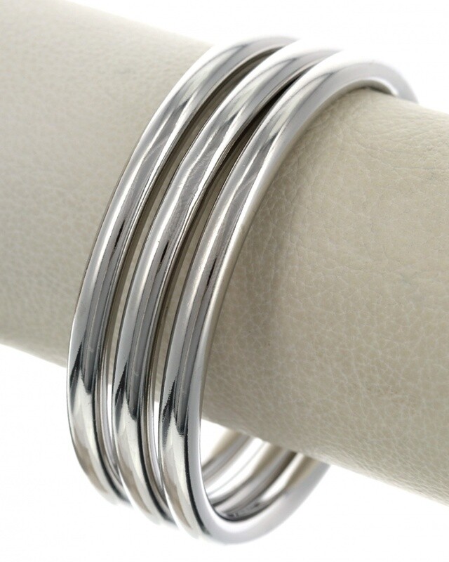 3-piece Silver Thin Bracelet Set
