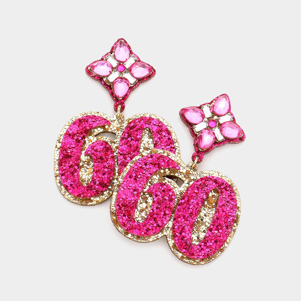 Happy 60th Birthday Pink Sequined Earrings