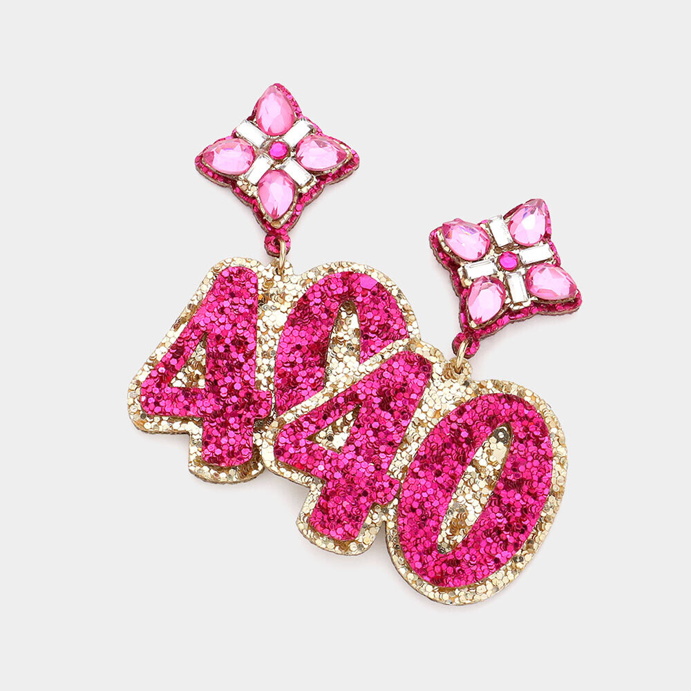 Happy 40th Birthday Pink Sequined Earrings